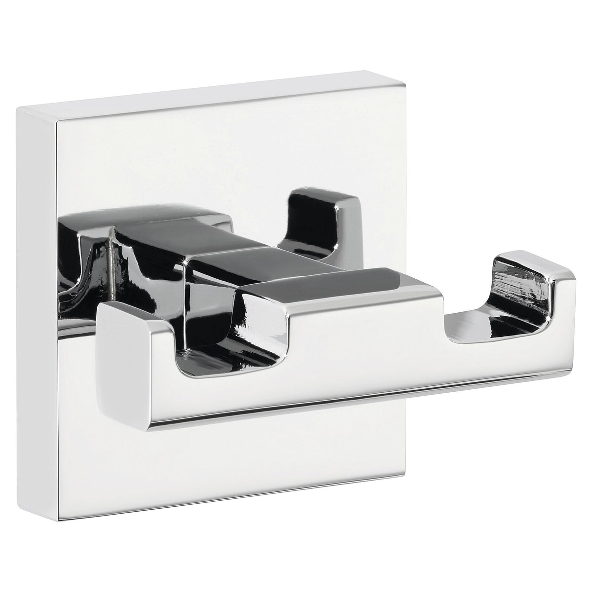 tesa DELUXXE Double Coat Hook, Metal, Chrome-Plated, Includes Adhesive Solution