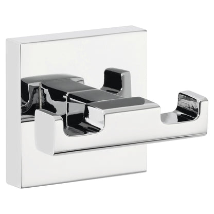 tesa DELUXXE Double Coat Hook, Metal, Chrome-Plated, Includes Adhesive Solution