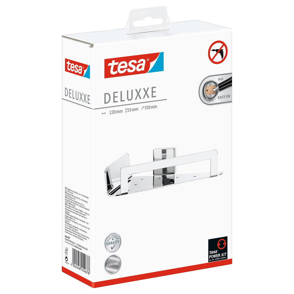 tesa DELUXXE Corner Shower Basket, Exquisite Design, Includes Adhesive Solution