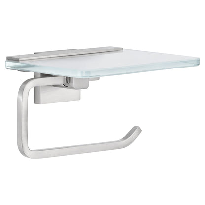 tesa EXXCLUSIV Toilet Paper Holder with Shelf, Includes Adhesive Solution