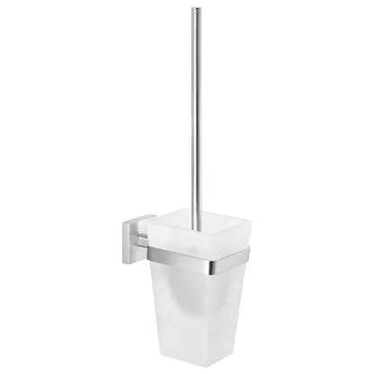 tesa EXXCLUSIV Toilet Brush Holder (No Drilling Required), Stainless Steel Finish
