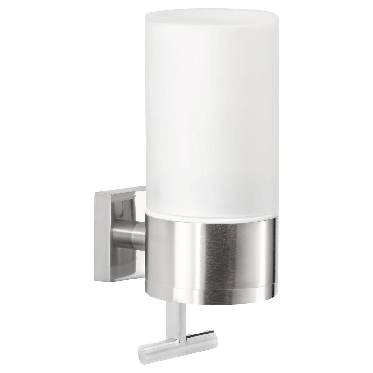 tesa EXXCLUSIV Soap Dispenser, Stainless Steel Look, Includes Adhesive Solution