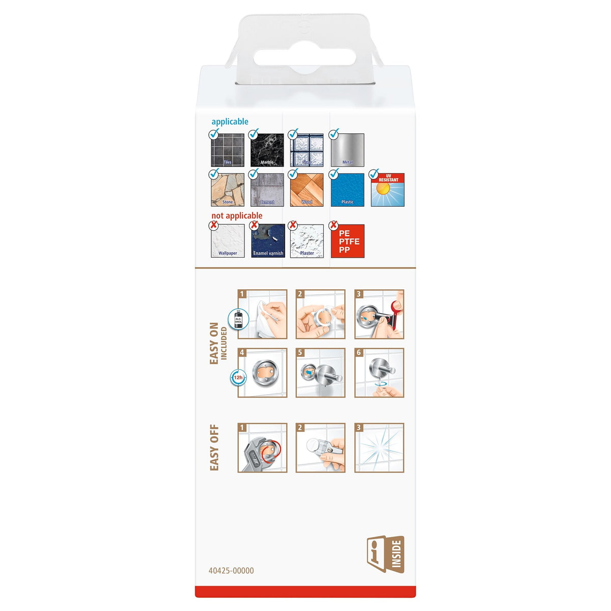 tesa Exxclusiv Replacement Roll Holder, Stainless Steel Finish, Adhesive Solution