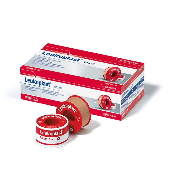 Leukoplast roll plaster 5m x 2.5cm red in a protective ring for wounds | Pack (12 rolls)