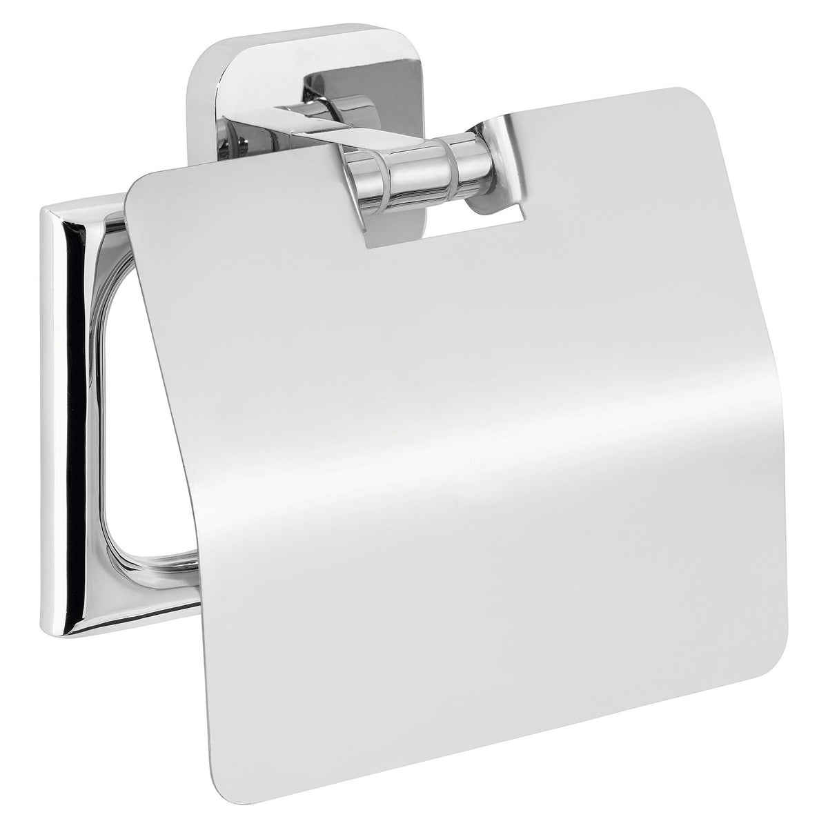 tesa ELEGAANT Toilet Paper Holder with Lid, Includes Adhesive Solution