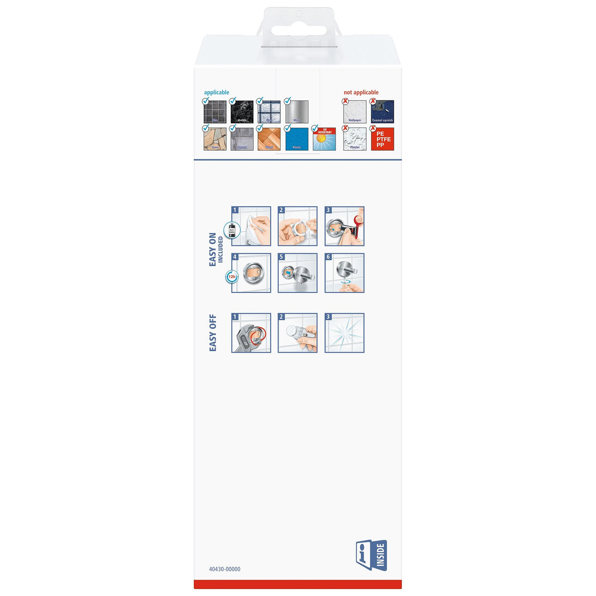 tesa ELEGAANT Toilet Accessory Set, Metal, Chrome-Plated, Includes Adhesive Solution