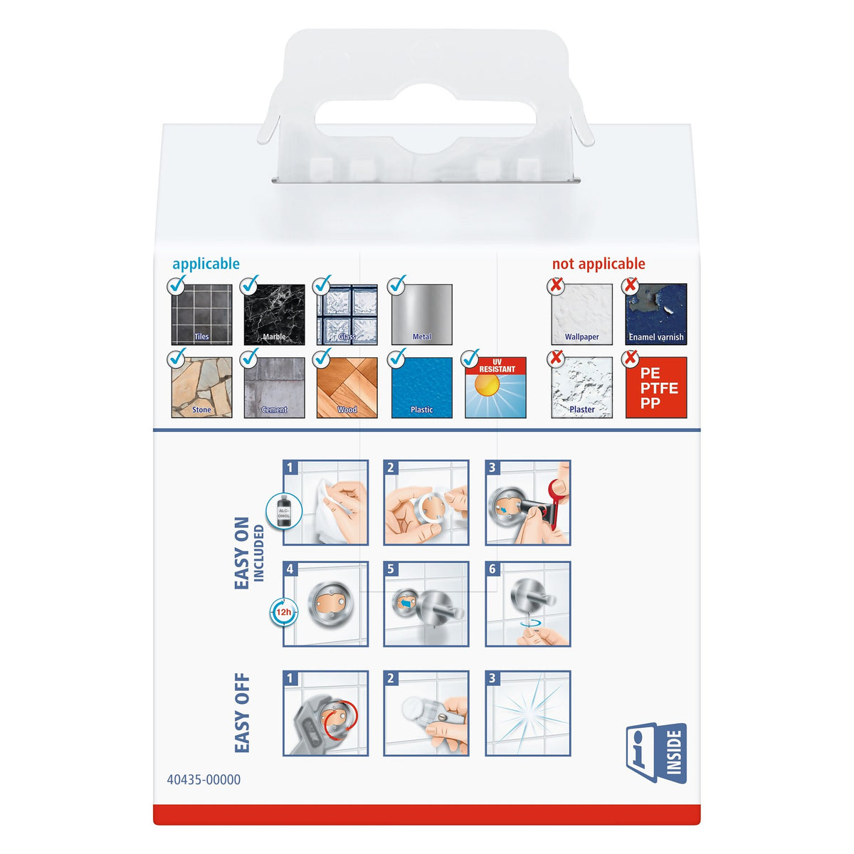 tesa ELEGAANT Double Design Hook, Metal, Chrome-Plated, Includes Adhesive Solution – Application