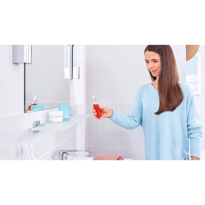 tesa ELEGAANT Glass Shelf, Metal, Chrome-Plated, Includes Adhesive Solution, 60 cm – Application