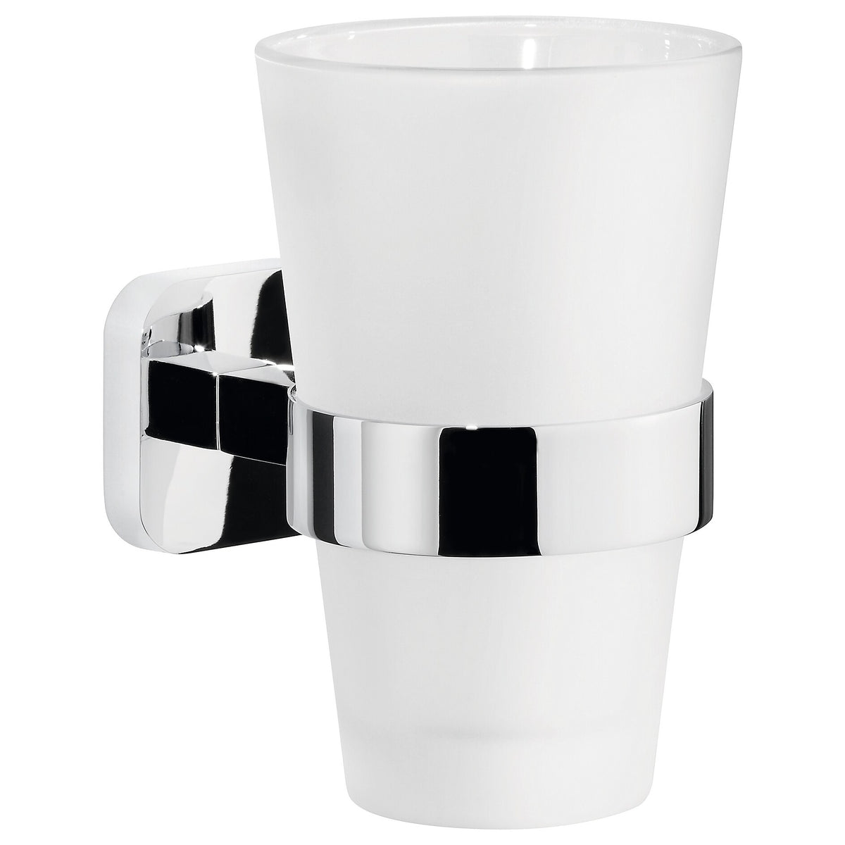 tesa ELEGAANT Toothbrush Holder, Metal, Chrome-Plated, Includes Adhesive Solution