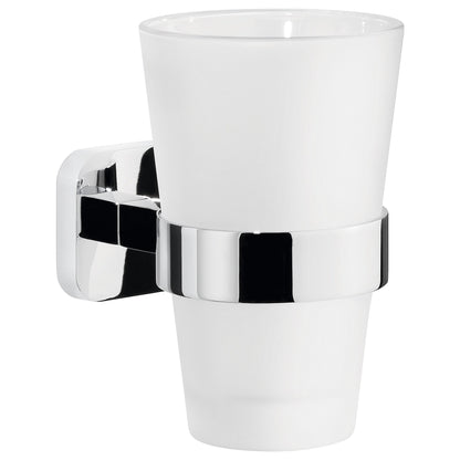 tesa ELEGAANT Toothbrush Holder, Metal, Chrome-Plated, Includes Adhesive Solution