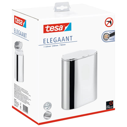 tesa ELEGAANT Cosmetic Bin, Metal, Chrome-Plated, Includes Adhesive Solution