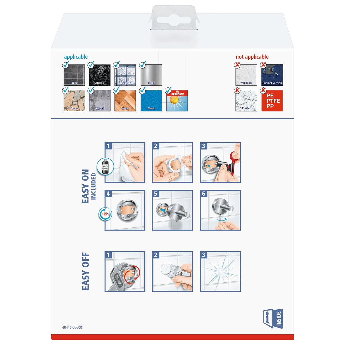 tesa ELEGAANT Cosmetic Bin, Metal, Chrome-Plated, Includes Adhesive Solution