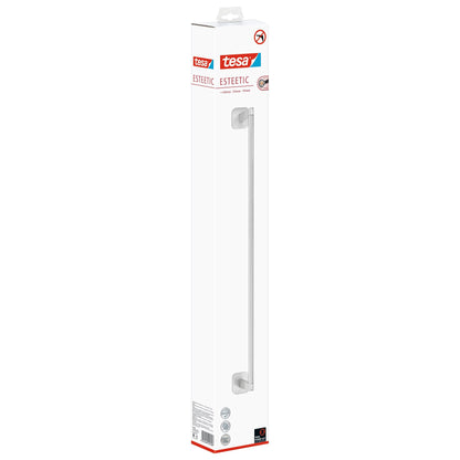 tesa Esteetic Towel Rack, Stainless Steel Look, Includes Adhesive Solution, 63 cm