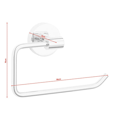 tesa Exxcellent Toilet Paper Holder without Lid, Metal, Chrome-Plated, Includes Adhesive Solution – Dimensions
