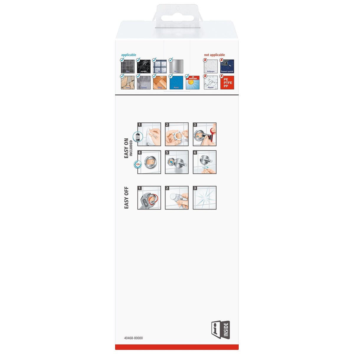 tesa Exxcellent Toilet Brush, Metal, Chrome-Plated, Includes Adhesive Solution
