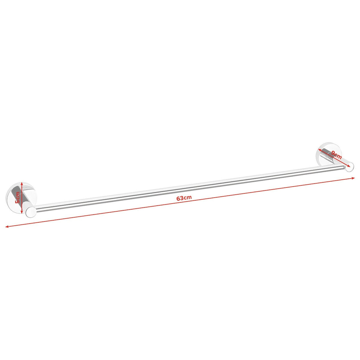 tesa Exxcellent Wide Towel Rack, Metal, Chrome-Plated, Includes Adhesive Solution – Dimensions