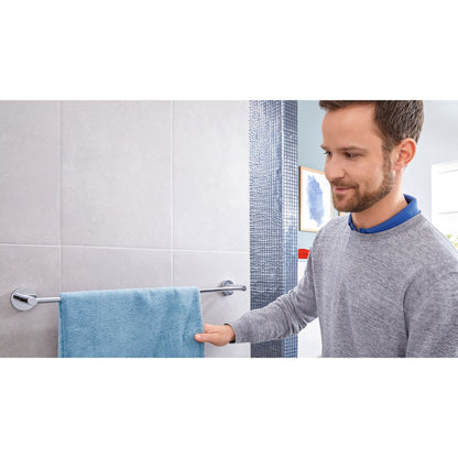 tesa Exxcellent Wide Towel Rack, Metal, Chrome-Plated, Includes Adhesive Solution – Instructions for Use