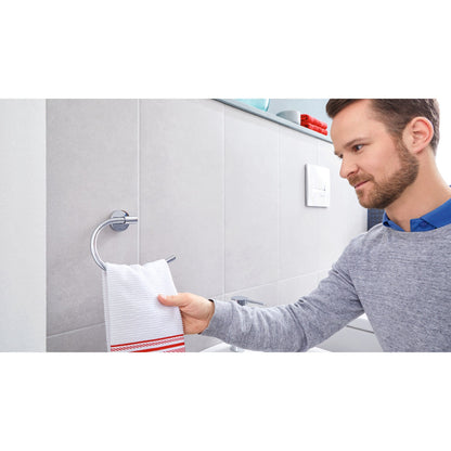 tesa Exxcellent Towel Ring, Metal, Chrome-Plated, Includes Adhesive Solution – Instructions for Use