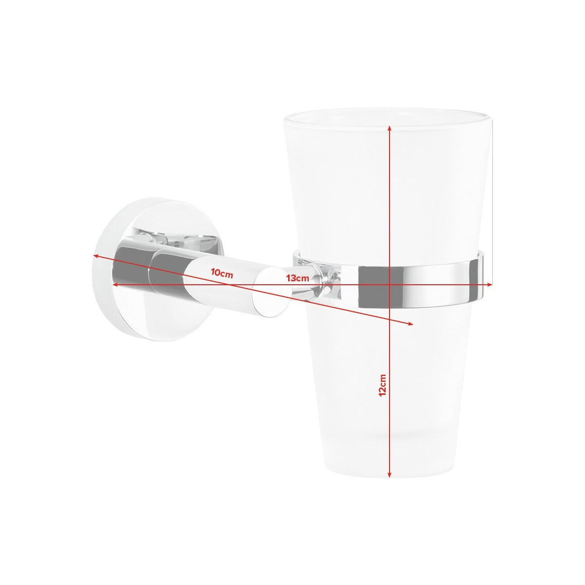 tesa Exxcellent Toothbrush Holder, Stylish Design, Includes Adhesive Solution – Dimensions