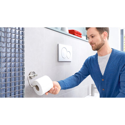 tesa Nooblesse Toilet Paper Holder without Lid, Stainless Steel Look, Includes Adhesive Solution – Instructions for Use