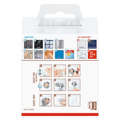tesa Nooblesse Double-Sided Adhesive Hooks, Stainless Steel Finish, Includes Adhesive Solution