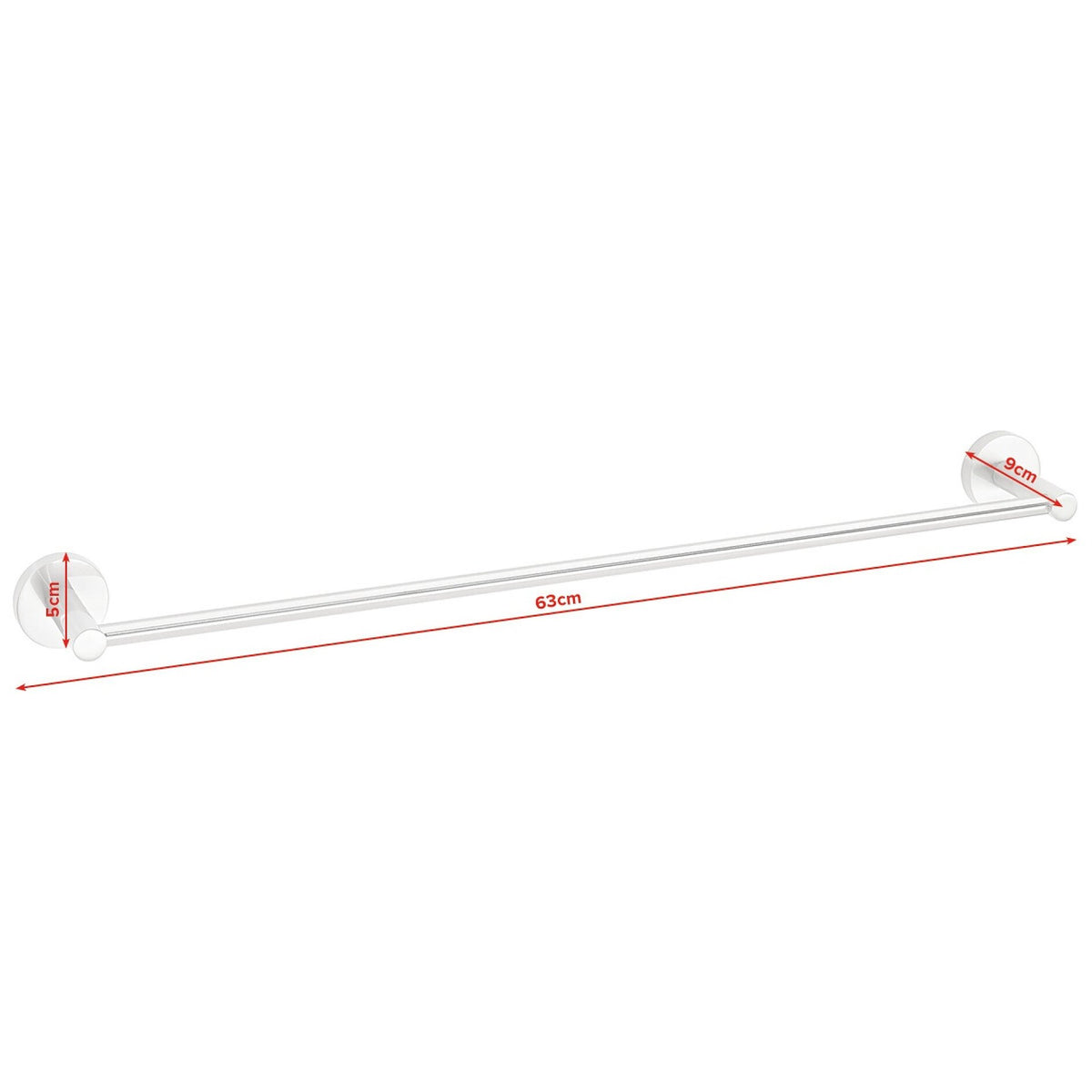 tesa Nooblesse Towel Rack, 600 cm, Stainless Steel Finish, Includes Adhesive Solution – Dimensions