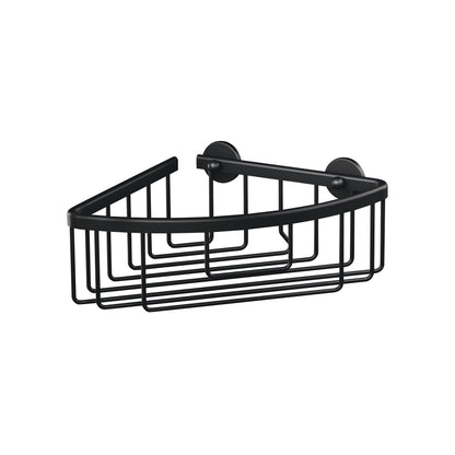 tesa ALUXX BLACK Corner Shower Shelf, Matte Black, for Showers and Bathtubs