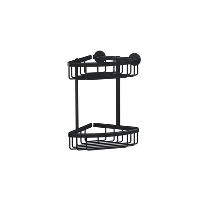 tesa ALUXX BLACK Corner Shower Basket, Two-Tier, Matte Black, for Shower and Bathtub