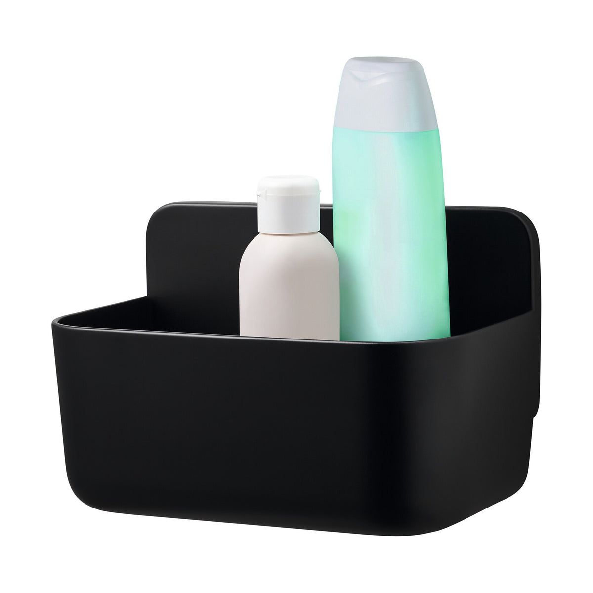 tesa LAVAA Small Shower Basket, Matte Black, Stylish, Practical, Space-Saving, White