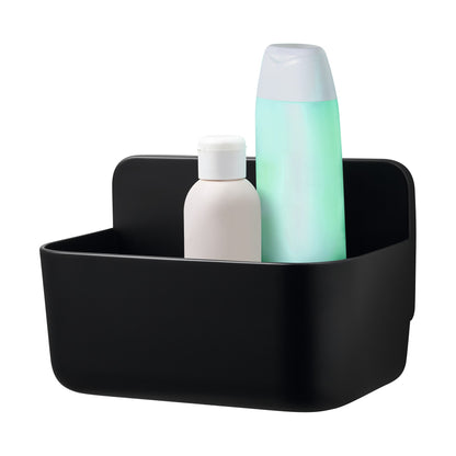 tesa LAVAA Small Shower Basket, Matte Black, Stylish, Practical, Space-Saving, White