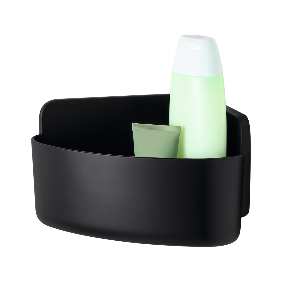 tesa LAVAA Small Corner Shower Basket, Matte Black, Stylish, Practical, Space-Saving, White