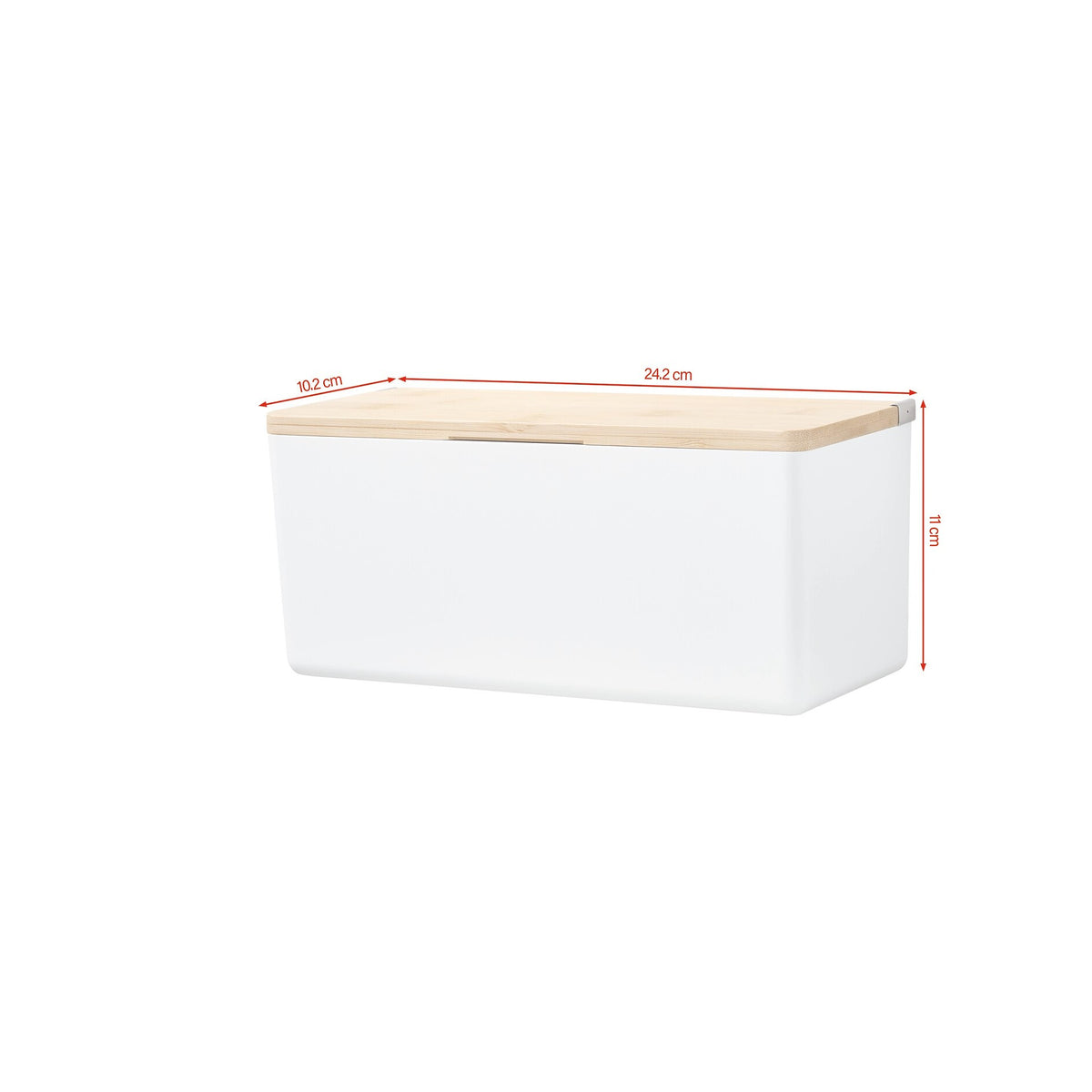 tesa BABOO Medium-Sized Storage Box, with Bamboo Lid and Divider, Additional Storage Space for the Bathroom, White