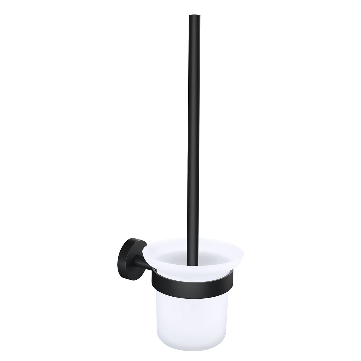 tesa MOON BLACK Toilet Brush Holder, Matte Black, Includes Adhesive Solution