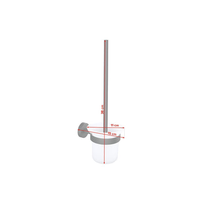tesa MOON BLACK Toilet Brush Holder, Matte Black, Includes Adhesive Solution – Dimensions
