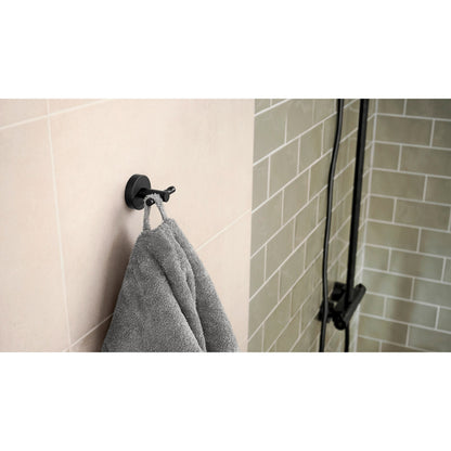 tesa MOON BLACK Bathrobe Hook, Matte Black, Includes Adhesive Solution – Instructions for Use