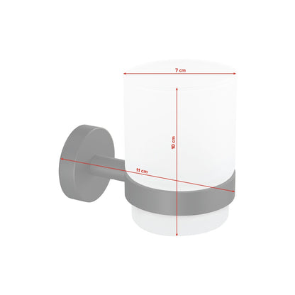 tesa MOON BLACK Toothbrush Cup Holder, Matte Black, Includes Adhesive Solution – Dimensions