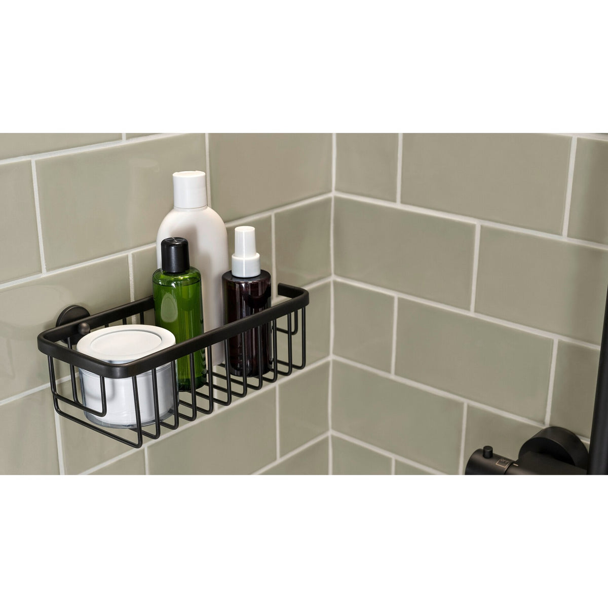 tesa MOON BLACK Shower Basket, Matte Black, for the Shower and Bathtub – Usage