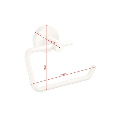 tesa MOON WHITE Toilet Paper Holder, Matte White, Includes Adhesive Solution – Dimensions
