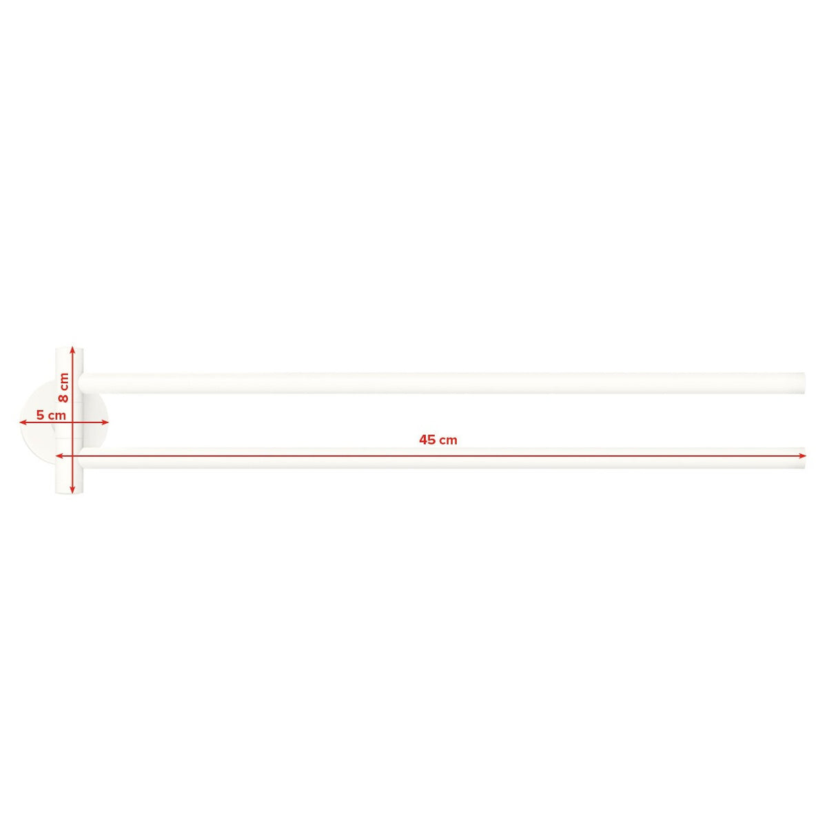 tesa MOON WHITE 2-arm towel rack, matte white, includes adhesive solution – Dimensions