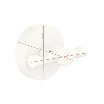 tesa MOON WHITE Bathrobe Hook, Matte White, Includes Adhesive Solution – Dimensions
