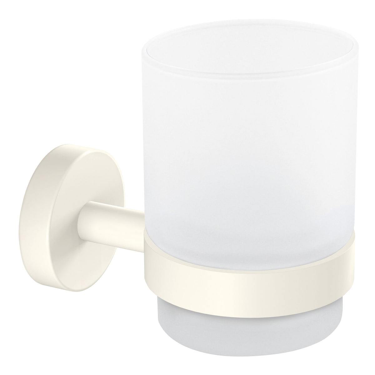 tesa MOON WHITE Toothbrush Cup Holder, Matte White, Includes Adhesive Solution