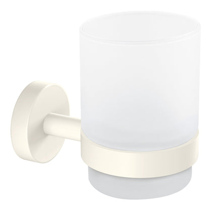 tesa MOON WHITE Toothbrush Cup Holder, Matte White, Includes Adhesive Solution