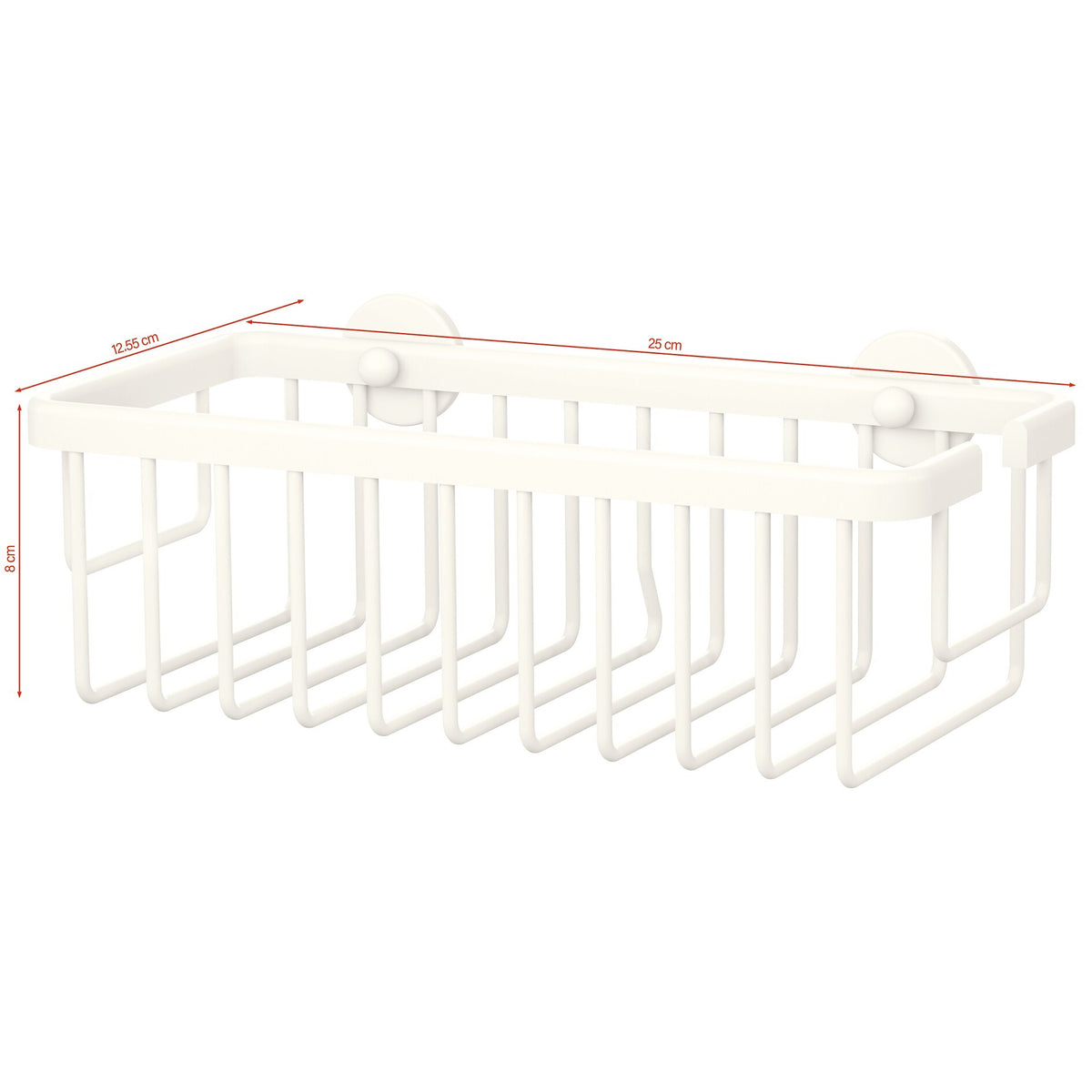 tesa MOON WHITE Shower Basket, Matte White, for the Shower and Bathtub