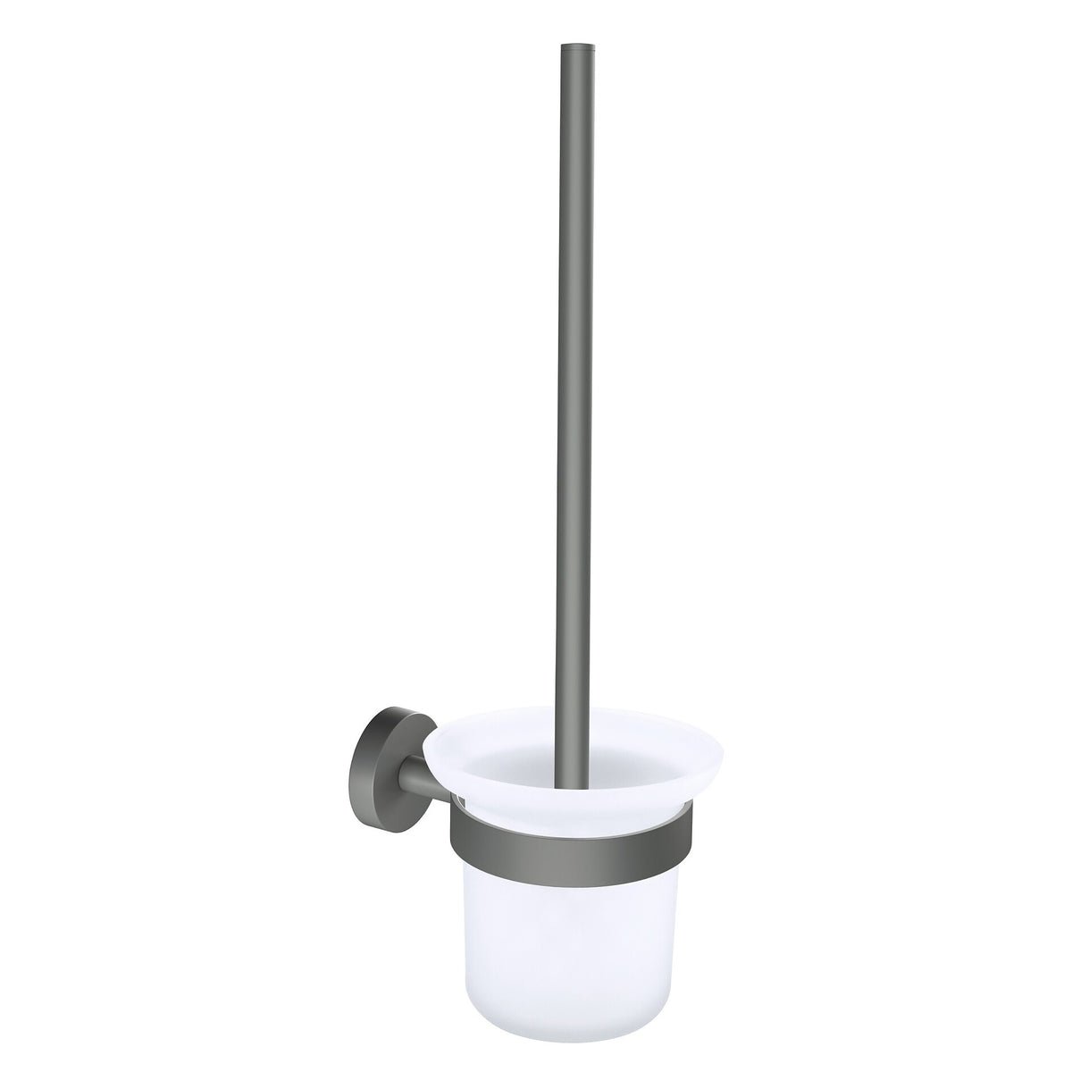tesa MOON GREY Toilet Brush Holder, Matte Gray, with adhesive solution included