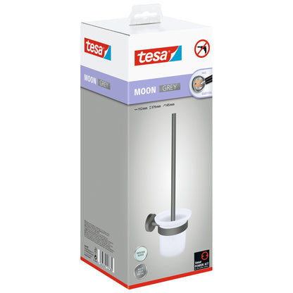tesa MOON GREY Toilet Brush Holder, Matte Gray, with adhesive solution included