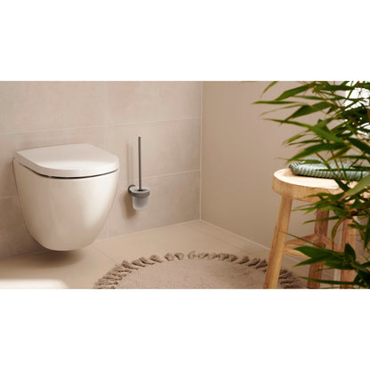 tesa MOON GREY Toilet Brush Holder, Matte Gray, Includes Adhesive Solution – Instructions for Use