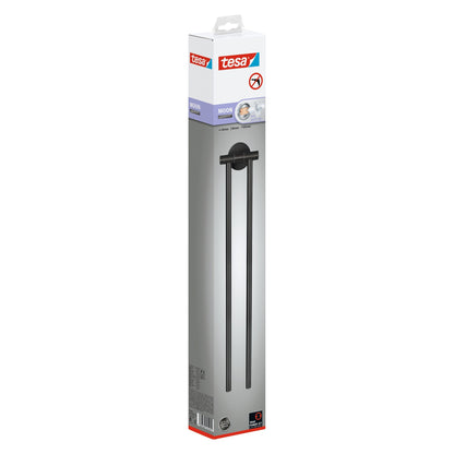 tesa MOON Graphite Two-Arm Towel Rack, Self-Adhesive, Metal with PVD Coating