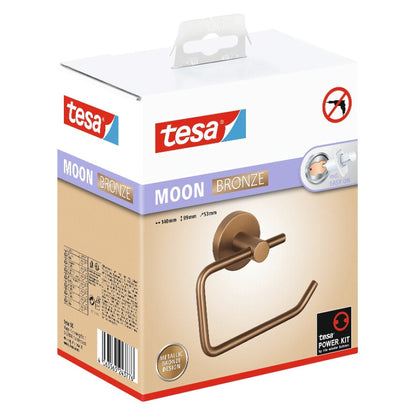tesa MOON Bronze Toilet Paper Holder, Self-Adhesive, Metal with PVD Coating