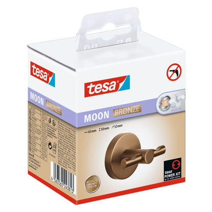 tesa MOON Bronze Bathrobe Hook, Self-Adhesive, Metal with PVD Coating