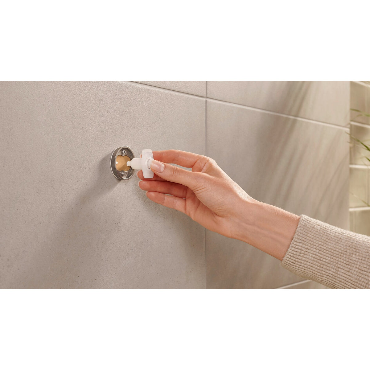 tesa MOON Bronze Bathrobe Hook, Self-Adhesive, Metal with PVD Coating – Application